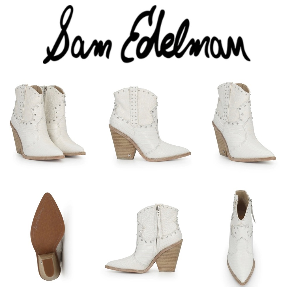 Sam Edelman - Iris Studded Western Boot in Bright White